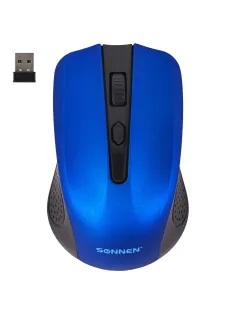 Мышь беспроводная SONNEN V99, USB, 1000/1200/1600 dpi, 4 кнопки, оптическая, синяя, 513530