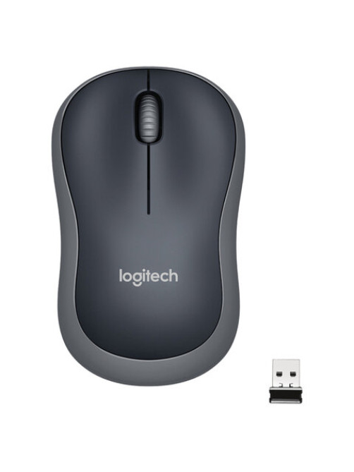 Мышь беспроводная LOGITECH M185, 2 кнопки + 1 колесо-кнопка, оптическая, черно-серая