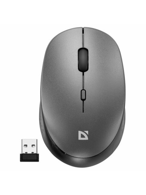Мышь беспроводная DEFENDER Auris MB-027, USB, 3 кнопки + 1 колесо-кнопка, оптическая, серая, 52029
