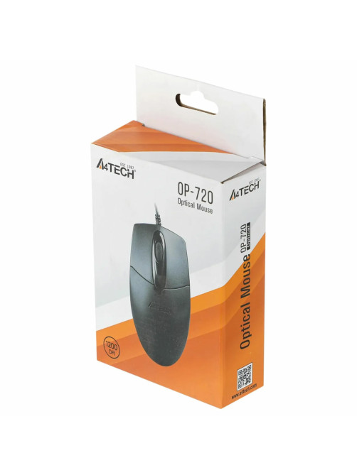 Мышь проводная A4TECH OP-720, USB, 2 кнопки + 1 колесо-кнопка, оптическая, черная, 513289