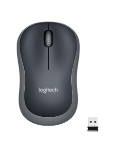 Мышь беспроводная LOGITECH M185, 2 кнопки + 1 колесо-кнопка, оптическая, черно-серая