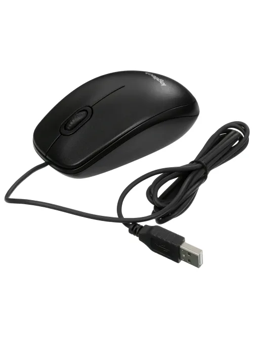Мышь проводная LOGITECH B100, USB, 2 кнопки + 1 колесо-кнопка, оптическая, черная