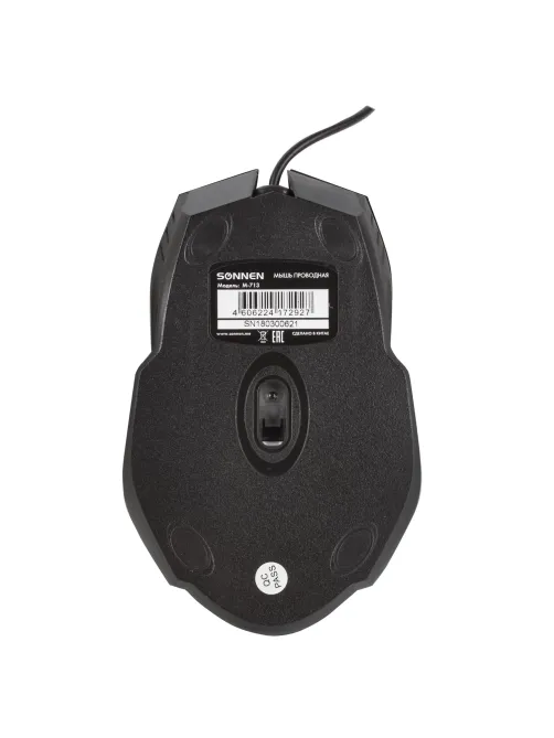 Мышь проводная SONNEN М-713, USB, 1000 dpi, 2 кнопки + колесо-кнопка, оптическая, черная, 512637