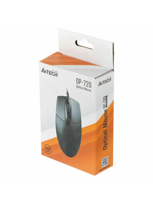 Мышь проводная A4TECH OP-720, USB, 2 кнопки + 1 колесо-кнопка, оптическая, черная, 513289