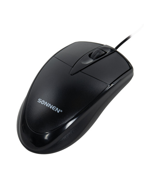 Мышь проводная SONNEN B61, USB, 1000 dpi, 2 кнопки + колесо-кнопка, оптическая, черная, 513513