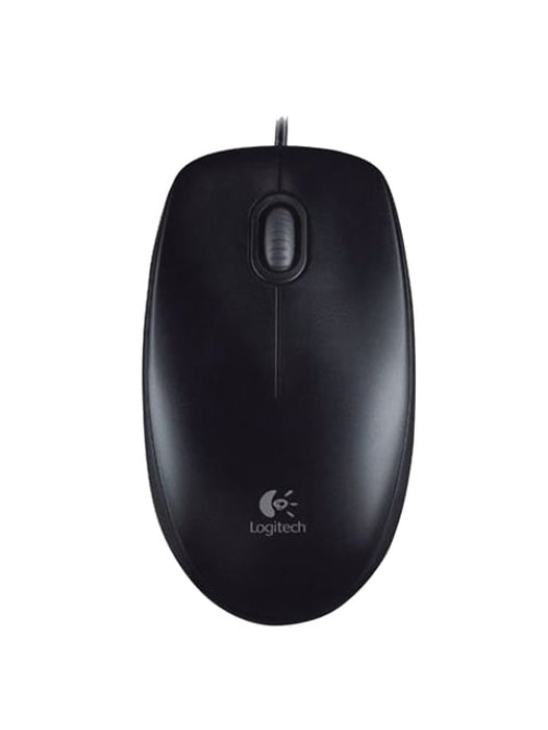 Мышь проводная LOGITECH B100, USB, 2 кнопки + 1 колесо-кнопка, оптическая, черная