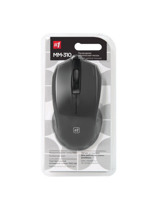 Мышь проводная DEFENDER #1 MM-310, USB, 2 кнопки + 1 колесо-кнопка, оптическая, черная, 52310