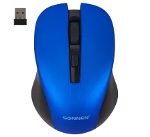 Мышь беспроводная с бесшумным кликом SONNEN V18, USB, 800/1200/1600 dpi, 4 кнопки, синяя, 513515