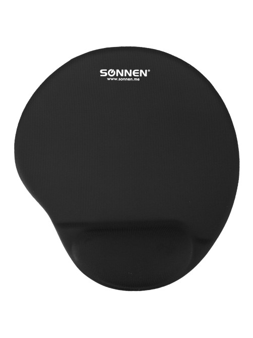 Коврик для мыши с подушкой под запястье SONNEN, полиуретан + лайкра, 250х220х20мм, черный, 513299
