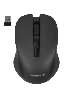 Мышь беспроводная с бесшумным кликом SONNEN V18, USB, 800/1200/1600 dpi, 4 кнопки, черная, 513514