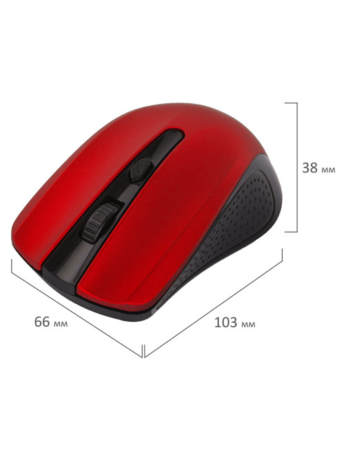 Мышь беспроводная SONNEN V99, USB, 1000/1200/1600 dpi, 4 кнопки, оптическая, красная, 513529