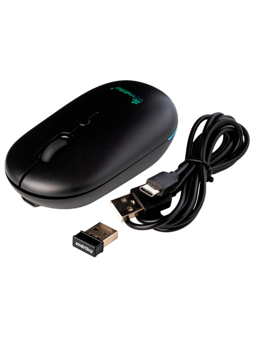 Мышь беспроводная бесшумная SMARTBUY 328AG, USB, 3 кнопки + 1 колесо-кнопка, черный, SBM328AGK