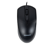 Мышь проводная SONNEN B61, USB, 1000 dpi, 2 кнопки + колесо-кнопка, оптическая, черная, 513513