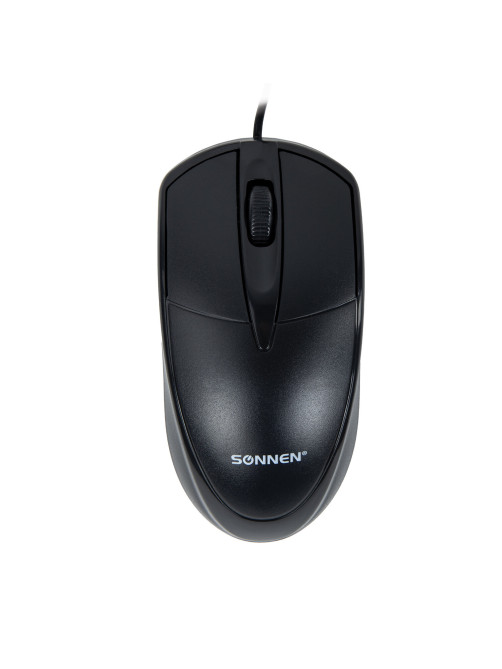 Мышь проводная SONNEN B61, USB, 1000 dpi, 2 кнопки + колесо-кнопка, оптическая, черная, 513513