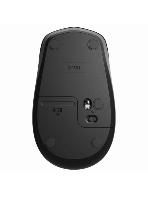 Мышь беспроводная LOGITECH M190, 2 кнопки + 1 колесо-кнопка, оптическая, черно-серая