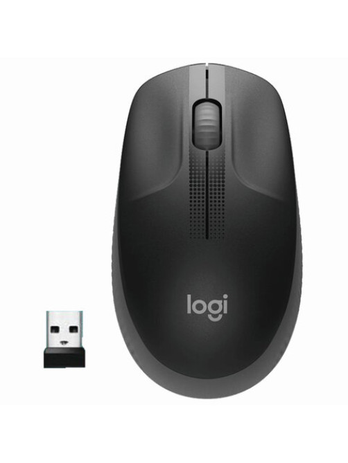 Мышь беспроводная LOGITECH M190, 2 кнопки + 1 колесо-кнопка, оптическая, черно-серая