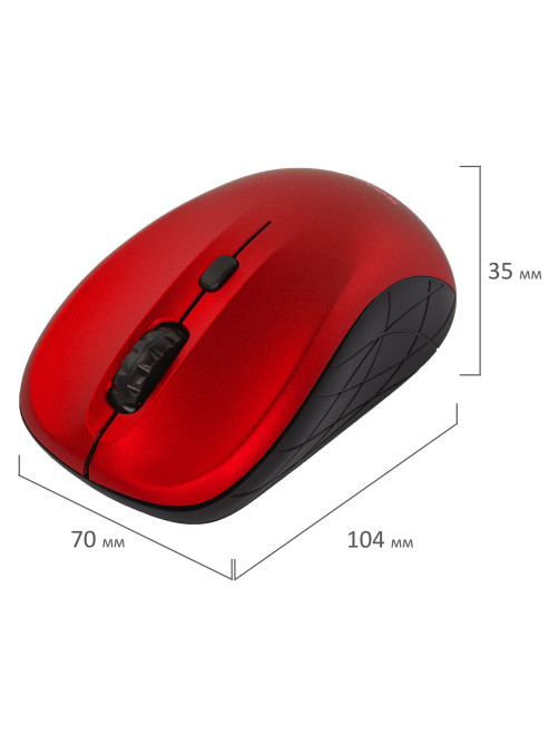 Мышь беспроводная SONNEN V-111, USB, 800/1200/1600 dpi, 4 кнопки, оптическая, красная, 513520