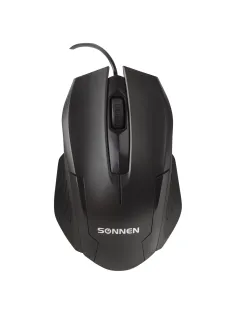 Мышь проводная SONNEN М-713, USB, 1000 dpi, 2 кнопки + колесо-кнопка, оптическая, черная, 512637