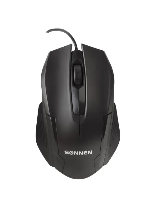 Мышь проводная SONNEN М-713, USB, 1000 dpi, 2 кнопки + колесо-кнопка, оптическая, черная, 512637