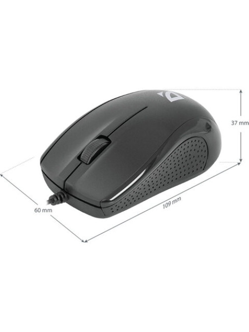 Мышь проводная DEFENDER Optimum MB-160, USB, 2 кнопки + 1 колесо-кнопка, оптическая, черная, 52160