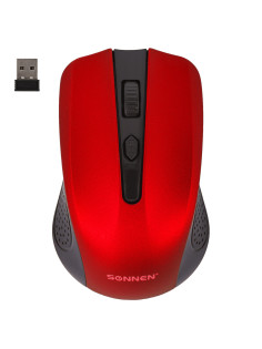 Мышь беспроводная SONNEN V99, USB, 1000/1200/1600 dpi, 4 кнопки, оптическая, красная, 513529