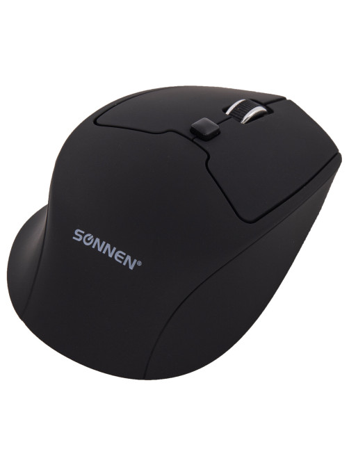 Мышь беспроводная SONNEN V33, USB, 800/1200/1600 dpi, 6 кнопок, оптическая, черная, SOFT TOUCH, 513517