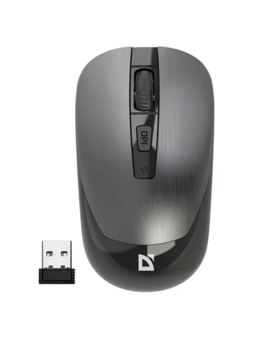 Мышь беспроводная бесшумная DEFENDER Wave MM-995, USB, 3 кнопки+1 колесо-кнопка, оптическая, серая, 52993