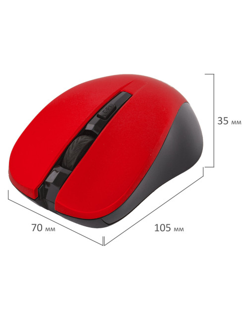 Мышь беспроводная с бесшумным кликом SONNEN V18, USB, 800/1200/1600 dpi, 4 кнопки, красная, 513516