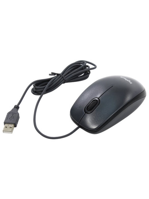 Мышь проводная LOGITECH M100, USB, 2 кнопки + 1 колесо-кнопка, оптическая, черно-серая