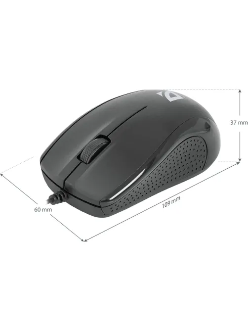 Мышь проводная DEFENDER Optimum MB-160, USB, 2 кнопки + 1 колесо-кнопка, оптическая, черная, 52160