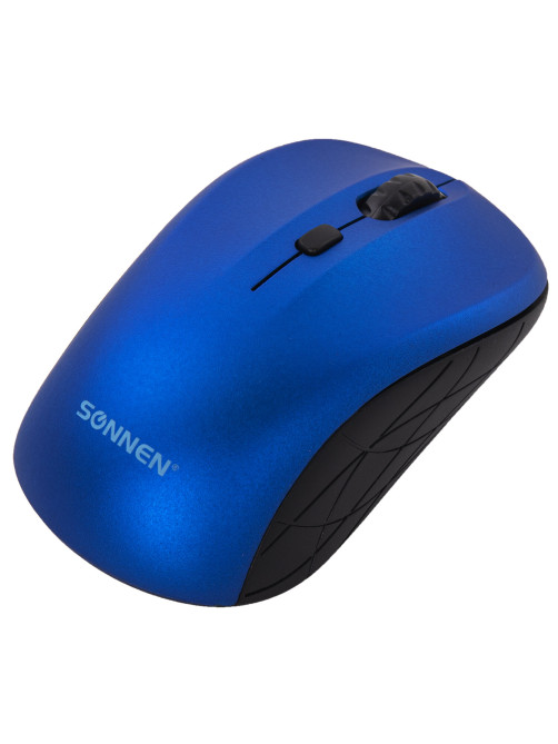 Мышь беспроводная SONNEN V-111, USB, 800/1200/1600 dpi, 4 кнопки, оптическая, синяя, 513519