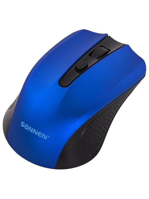 Мышь беспроводная SONNEN V99, USB, 1000/1200/1600 dpi, 4 кнопки, оптическая, синяя, 513530