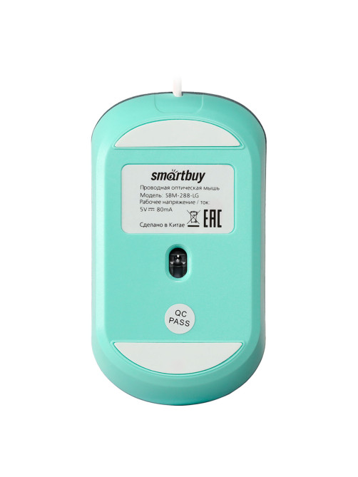 Мышь проводная бесшумная SMARTBUY 288-LG, USB, 3 кнопки + 1 колесо, оптическая, зеленая, 06826, SBM-288-LG