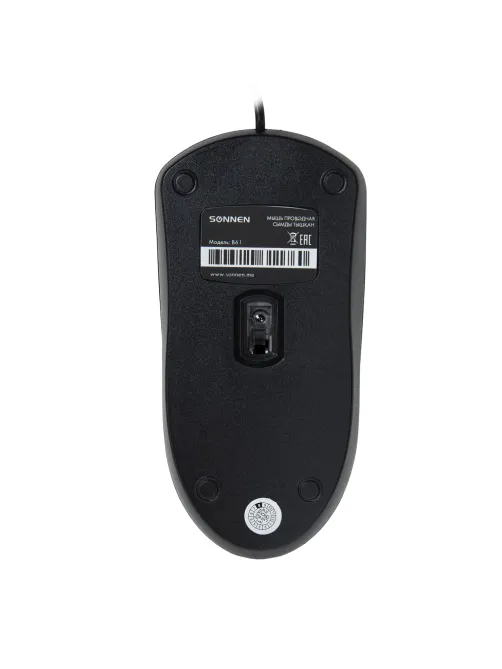 Мышь проводная SONNEN B61, USB, 1000 dpi, 2 кнопки + колесо-кнопка, оптическая, черная, 513513