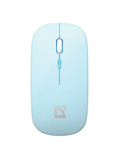 Мышь беспроводная DEFENDER Coda MB-261, 2.4 ГГц + BT, радужная подсветка, 3 кнопки + 1 колесо, 300 мАч, голубая, 52263
