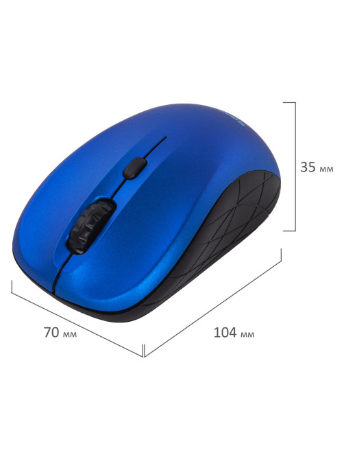 Мышь беспроводная SONNEN V-111, USB, 800/1200/1600 dpi, 4 кнопки, оптическая, синяя, 513519