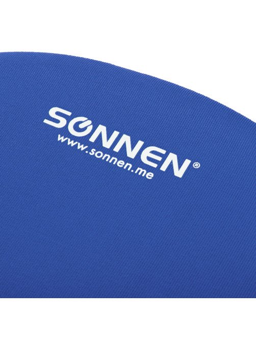 Коврик для мыши с подушкой под запястье SONNEN, полиуретан + лайкра, 250х220х20 мм, синий, 513300
