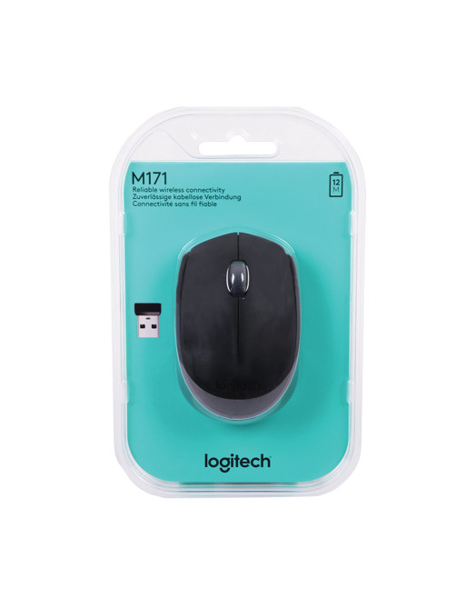 Мышь беспроводная LOGITECH M171, 2 кнопки + 1 колесо-кнопка, оптическая, черная