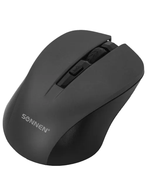 Мышь беспроводная с бесшумным кликом SONNEN V18, USB, 800/1200/1600 dpi, 4 кнопки, черная, 513514