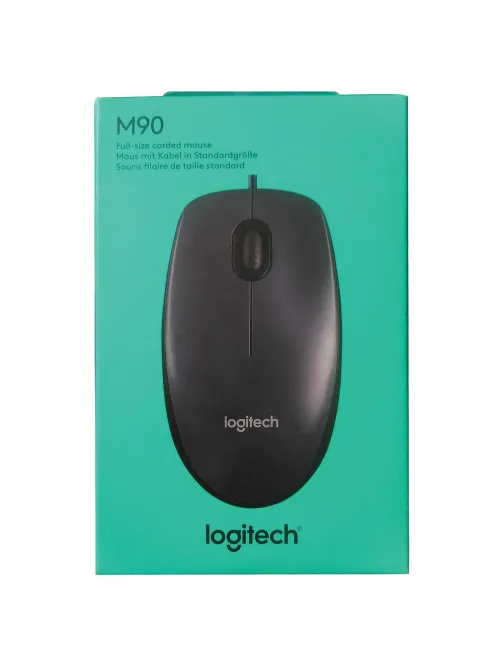 Мышь проводная LOGITECH M90, USB, 2 кнопки + 1 колесо-кнопка, оптическая, черная