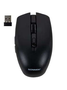 Мышь беспроводная USB, 800/1200/1600 dpi, 5 кнопок + колесо-кнопка, оптическая, SONNEN Q80, черная, 513945
