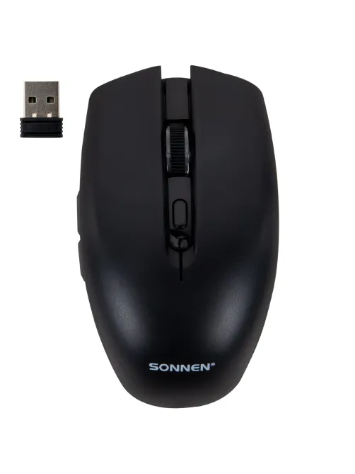 Мышь беспроводная USB, 800/1200/1600 dpi, 5 кнопок + колесо-кнопка, оптическая, SONNEN Q80, черная, 513945