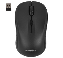 Мышь беспроводная SONNEN V-111, USB, 800/1200/1600 dpi, 4 кнопки, оптическая, черная, 513518