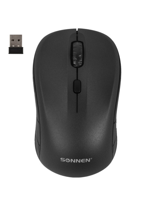 Мышь беспроводная SONNEN V-111, USB, 800/1200/1600 dpi, 4 кнопки, оптическая, черная, 513518