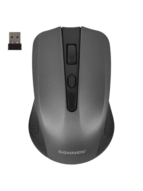 Мышь беспроводная SONNEN V99, USB, 1000/1200/1600 dpi, 4 кнопки, оптическая, серая, 513528