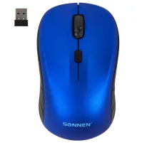 Мышь беспроводная SONNEN V-111, USB, 800/1200/1600 dpi, 4 кнопки, оптическая, синяя, 513519