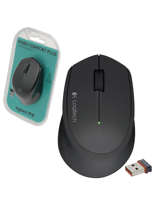 Мышь беспроводная LOGITECH M280, 2 кнопки + 1 колесо-кнопка, оптическая, черная