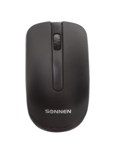 Мышь беспроводная SONNEN M-3032, USB, 1200 dpi, 2 кнопки + 1 колесо-кнопка, оптическая, черная, 512640