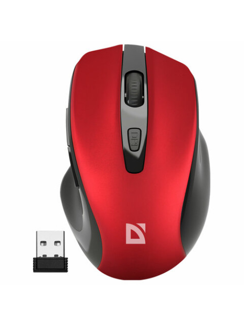Мышь беспроводная DEFENDER Prime MB-053, USB, 5 кнопок + 1 колесо-кнопка, оптическая, красная, 52052