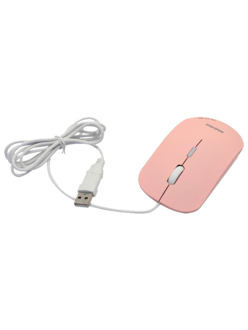 Мышь проводная бесшумная SMARTBUY 288-P, USB, 3 кнопки + 1 колесо, оптическая, розовая, 06833, SBM-288-P